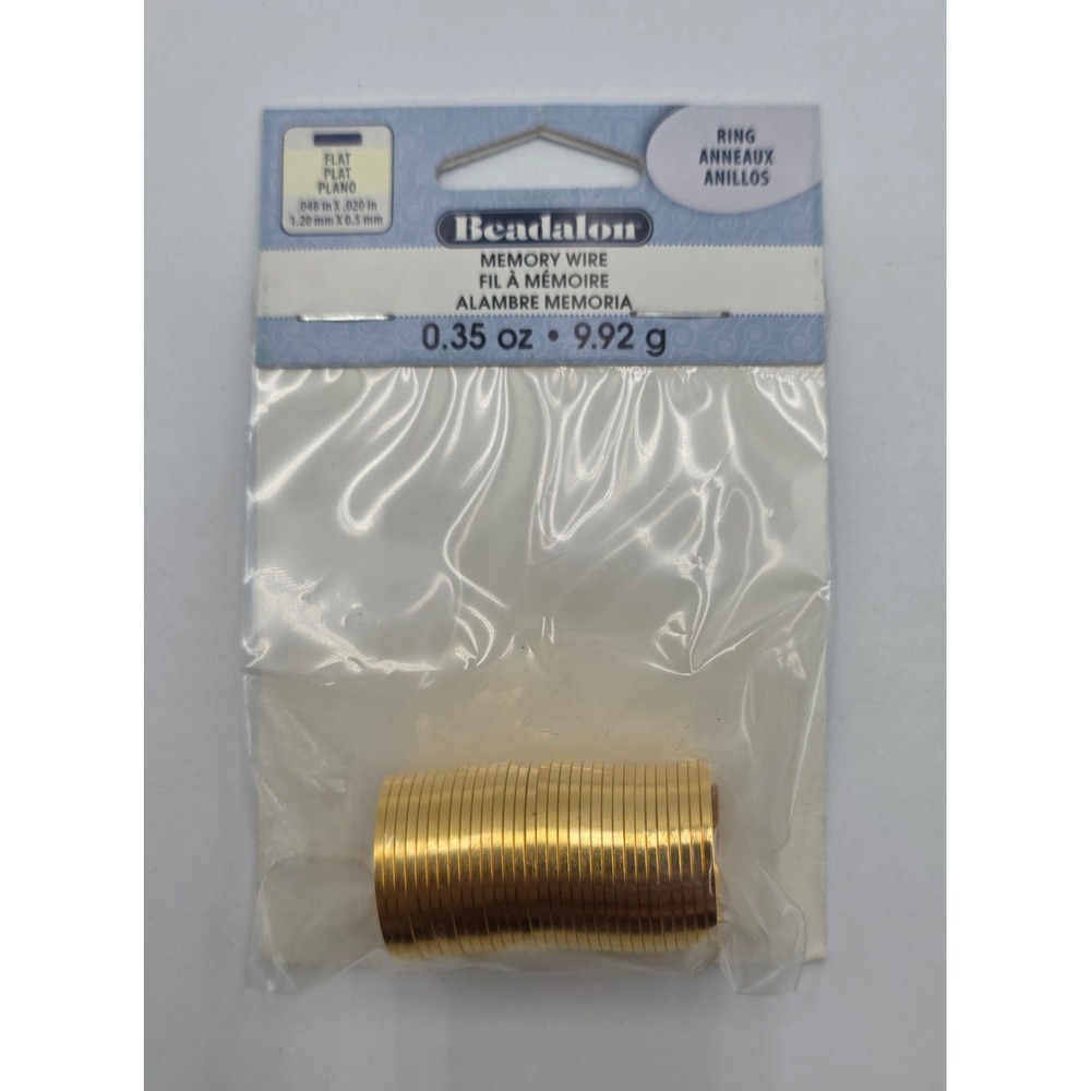 Beadalon Flat Memory Wire Ring Size Gold Color 0.35oz 9.92g NEW